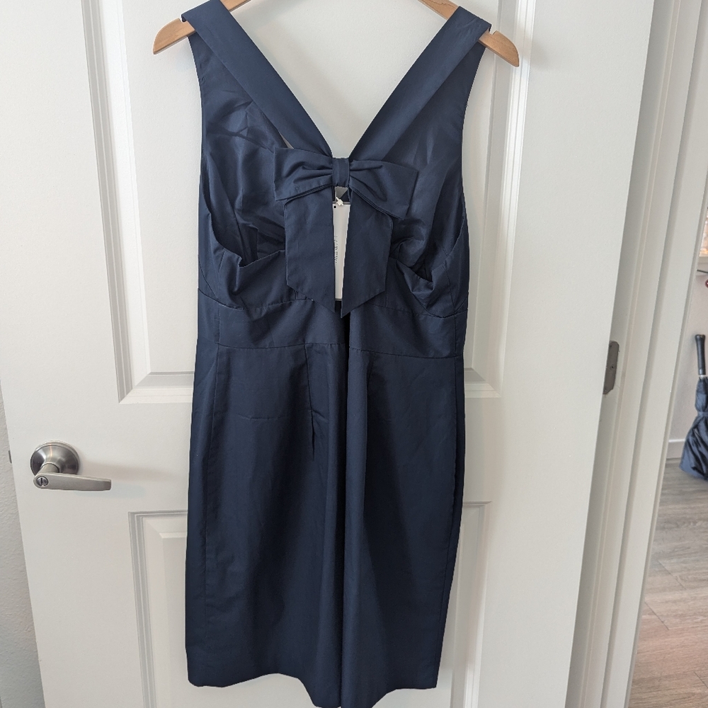 NWT J Crew Navy Blue Cocktail Dress with Bow Back - Size 14